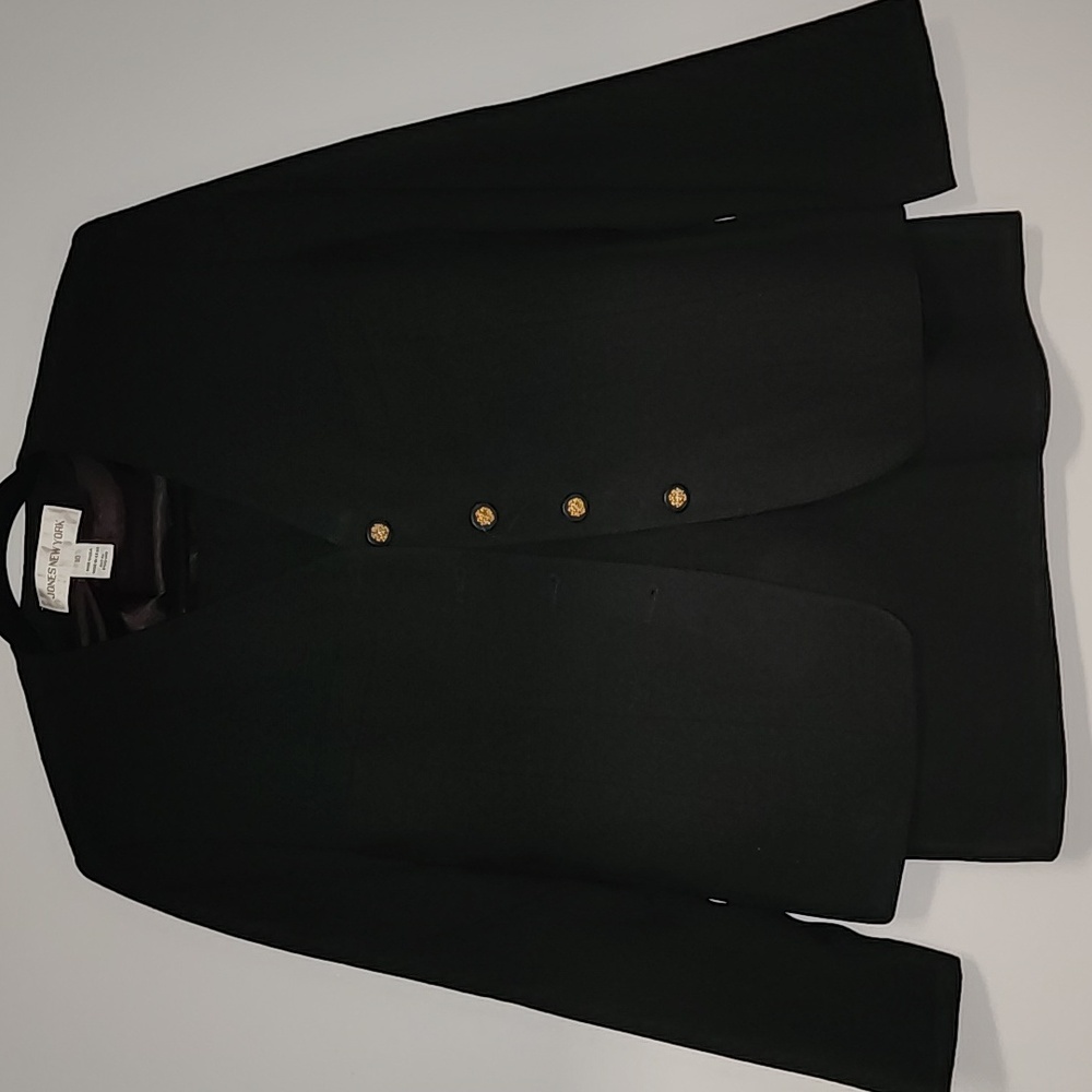 Jones New York Black Skirt Suit with Gold Detailing on Buttons Size 10